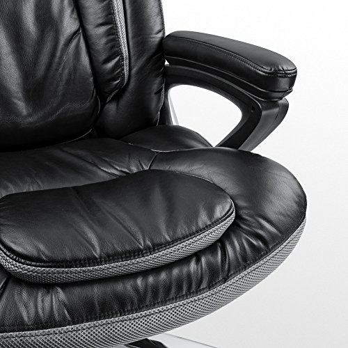 Bonum Executive Office Chair Thick Padding Big & Tall 500lb Capacity Size with Soft Spring Pack Padding High-Back Bonded Leather Chair (Black)