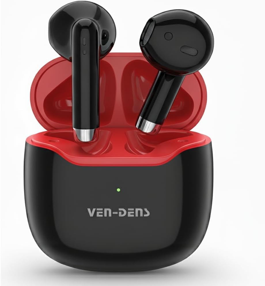 VEN-DENS For Motorola Moto G54/G53/G84/G23/G14/G34/G22/G60s/G60/G62/G50/G50 5G/E20/G10/G20/G30 – Wireless Earbuds Bluetooth 5.4 Headphones with Mic, Noise Cancellation, Fast Charging (Black)