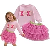 Bmnmsl Toddler Baby Girl Valentines Outfits XOXO Sweatshirt Top + Tutu Skirt 2Pcs Set Long Sleeve Spring Kids Clothes