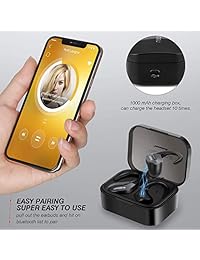 Auriculares inalámbricos, BRDOOGU Auriculares Bluetooth IPX5 a prueba de agua, Tiempo de reproducción en el ciclo 50H, Emparejamiento automático de Auriculares inalámbricos Bluetooth 5.0, con estuche de carga 1000mAh, Micrófono incorporado Titanium Negro