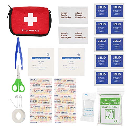 Multifunction 35Pcs First Aid Kit Outdoor Emergency Kit Bag Small First Aid Portable Travel Bag Medical Essentials Perfect for Home Camping Office Hiking Large Capacity (Color : Red, Size : M)