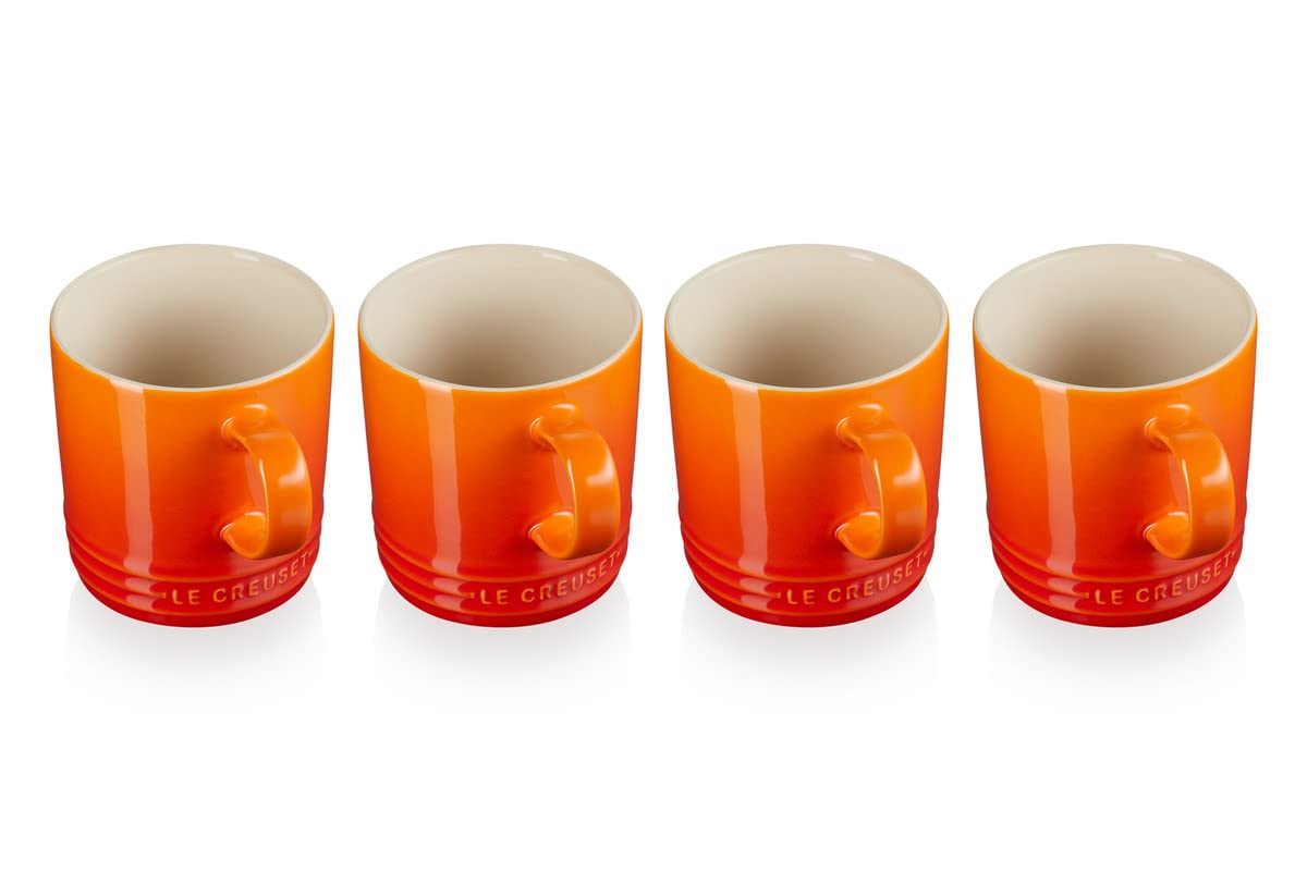 LE CREUSET Stoneware Mugs, 350 ml Each, Volcanic, 4 Count (Pack of 1)
