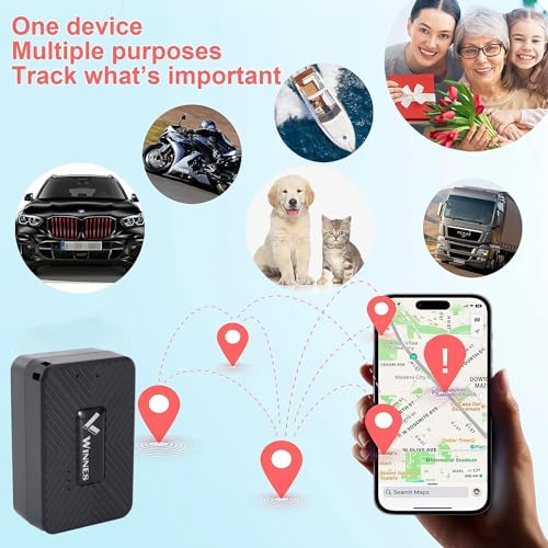 Mini GPS Tracker for Vehicles Winnes Hidden 4G TK913 Magnetic Worldwide Car Real-time Tracking Device Anti-Lost GPS Locator Locate by APP/PC for Vehicles,Kids,Moto,Subscription Required(4-5$/Month)