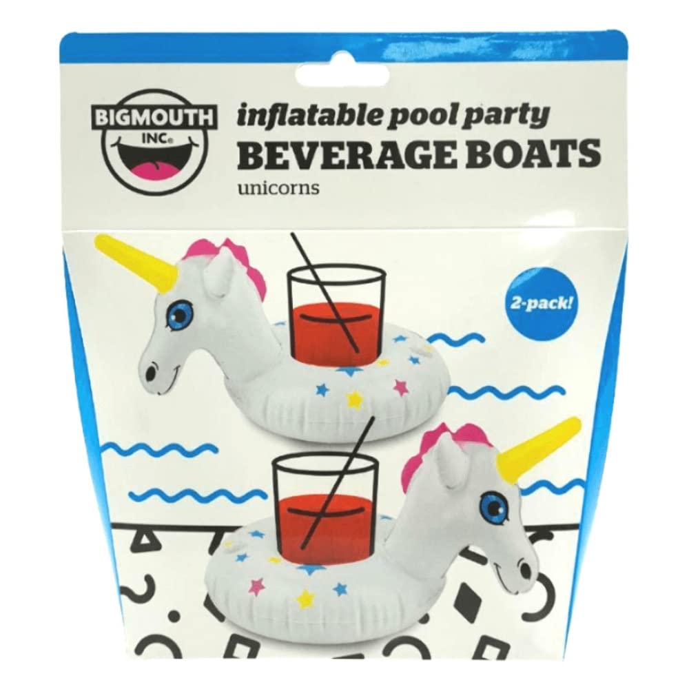 BigMouth Inc. Inflatable 2 Pack Unicorn Star Pool Drink Holder/Floats Beverage Boats for Pool, Hot Tub or Bath | Pack of Two | 19 cm x 15 cm x 8 cm
