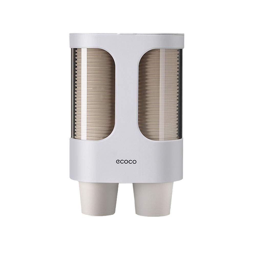 MHTECH wall-mounted paper cup dispenser, double tube design can hold 80 paper cups with a diameter of 7.5 cm (ZBFPQ-white)