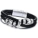 Jstyle Stainless Steel Mens Braided Leather Bracelet Bangle Rope Magnetic-Clasp 8.5 Inch