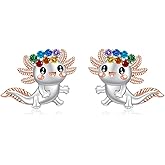 Axolotl Gifts Axolotl Earrings for Women Sterling Silver Cute Animal Stud Earrings Back With Jewelry for Daughter