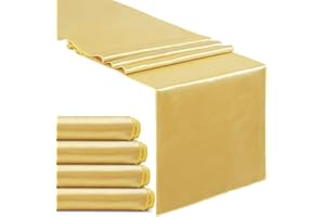 5 Packs Satin Gold Table Runners 12x108 Inches Party Table Runners Long Bright and Smooth Silk Fabric for Wedding Reception P