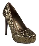 Edgy! By Delicious Sexy Hidden Platform Heels, bronze sequin, 7 M