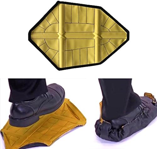 GeneralCare Step in Sock Shoe Cover Reusable, Hand-free Indoor Outdoor Work Boot Covers (PU Coating, Easy to Wipe), Fits Men's Size Up to 12 (1 Pair, Yellow)