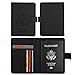 Vivefox RFID Leather Passport Holder Cover - Travel Passport Wallet Document Organizer Id Card Case (Black- 1 (with Magnet Button))