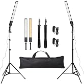GSKAIWEN 2 Packs LED Photography Lighting Dimmable 3200K-5500K LED Video Light Photo Studio Light Kit with Tripod Stand Bag for Camera Video Studio YouTube Product Portrait Live Streaming