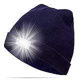 Ultra Bright 5 LED Beanie Cap/Hat Hands Free Unisex Lighted Stocking Cap Perfect Hands Free Flashlight For Camping,Hiking,Hunting,Fishing,Jogging,Construction or Just For Fun One Size Fits Most (Navy)