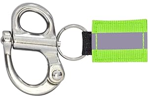 G GENLEAS Firefighter Quick Release Clip with Reflective Handle for SCBA MASK Marine Grade Stainless Steel Fixed Bail Snap Shackle with Reflective Lanyard