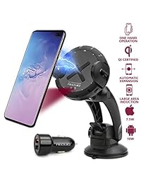 NEQUIO X Cargador inalámbrico rápido   2 en 1   Soporte de carga para coche   Salpicadero, AirVent o parabrisas soporte para teléfono con sensor IR para iPhone XS XS Max, X XR, 8 8 Plus (7,5W), Samsung Galaxy S10 S10