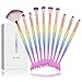 Makeup Eye Brush Set Apr.Fairy 10pcs Mermaid Make Up Brushes with Box 3D Fish Scale Handle Eyeshadow Eyeliner Kits Blending Foundation Blush Lip Cosmetic Tools - Pink Gradient