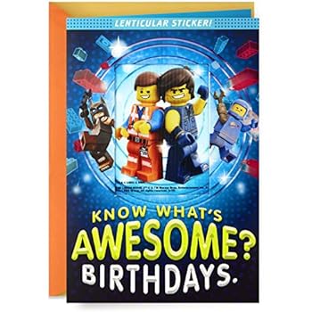 Hallmark LEGO Birthday Card with Lenticular Sticker (Awesome)