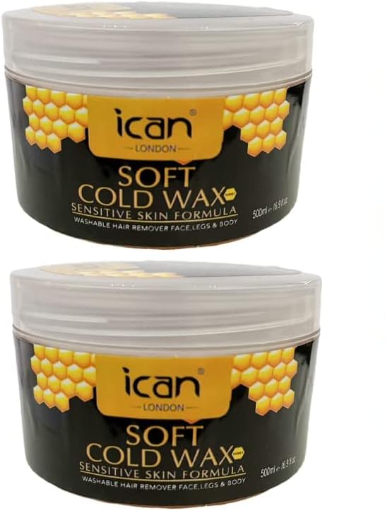 ican London Honey Soft Cold Wax For Hair Removing Face, Legs & Body Hair 2 x 500ml
