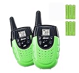 Walkie Talkies Toy Gift For Kids Long Range Top Rated Gifts Mini Unisex Toys For Boys And Girls Children Outdoor Activities Interphone Rechargeable Battery 2 Way Ham Radio FRS(Green 1 Pair) By Luiton