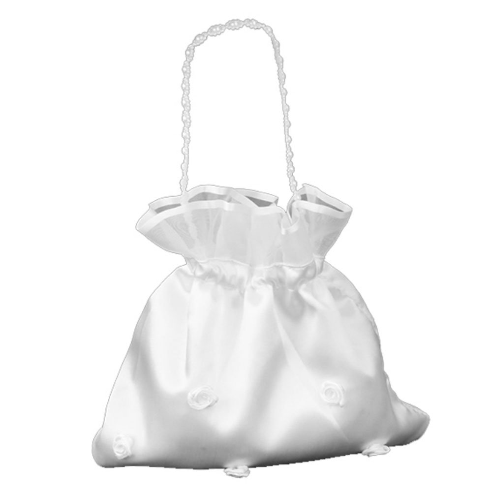 Satin Bridal Wedding Money Bag White Bridal Bridesmaid Satin Decorated Bag Handbag with Pearl for Dance Bridal Purse Wedding Favor