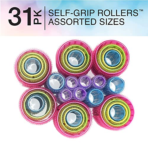 Conair Self Grip Assorted Sizes and Colors Hair Rollers, Hair Curlers