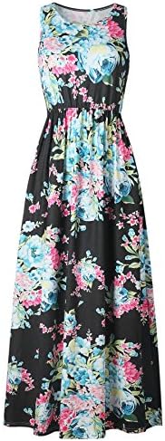 LiMiCao Long Vintage Flower Dress Floor Length Maxi Dress for Women
