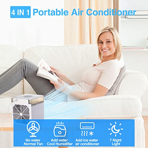 Portable Personal Air Conditioners,Mini AC Air Conditioner for Cooling Personal Space,Small Air Cooler Airconditioner with 3 Wind Speeds,Desktop Mobile AC Fan for Home Office Bedroom