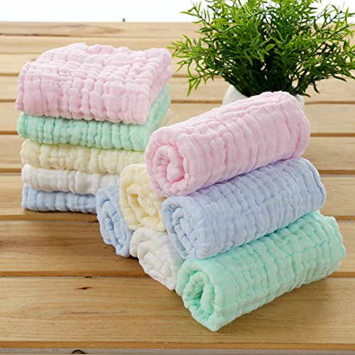 Hosaire Baby Muslin Washcloths Bath Towels- Super Water Absorbent Cotton Baby Wipes Face Towel for the Newborn, Care for babys Sensitive Skin, Perfect for Shower Gift Pink - Thumbnail 5