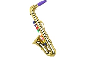 GANAZONO Kids Musical Playthings Clarinet Kids Saxophone Toy Plastic Saxophone Model Copper Gilded Instrument Ornaments Musical Wind Instruments Home Craft Decoration (Golden) Saxophone Saxophone