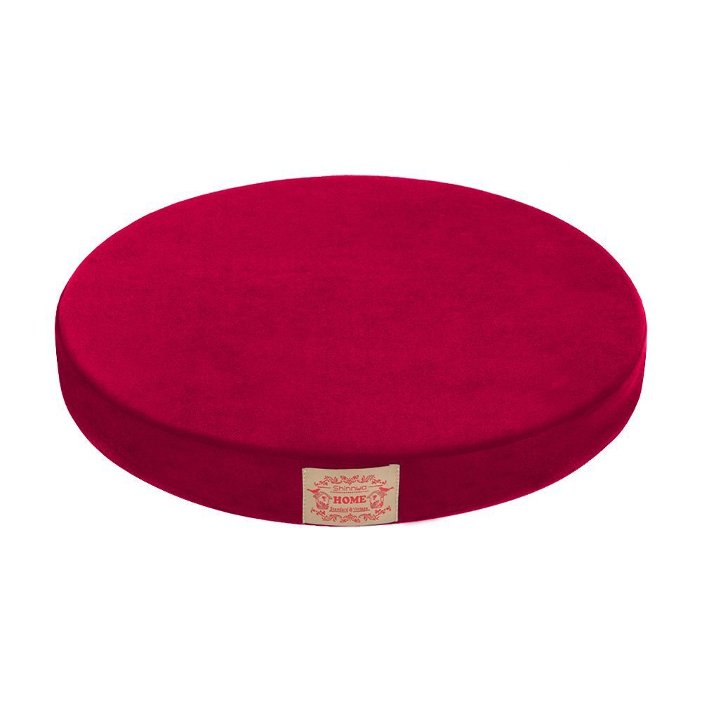baibu Chair Pad Round Memory Foam Seat Cushion Lumbar Support Pillow for Chair Red -16 Inches