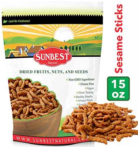 SUNBEST Narrow Sesame Sticks in Resealable Bag, Kosher Certified (15 Ounce)