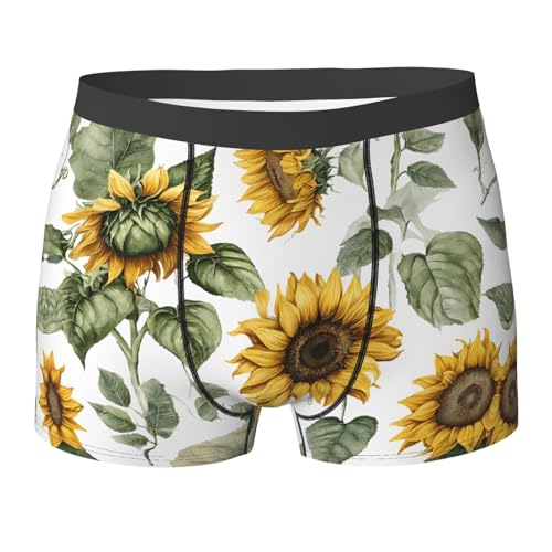 SYHEART Fresh Sunflower Print Men'S Boxer Briefs With Elastic Comfort Fit Design For All-Day Wear
