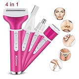 Electric Women Shaver 4 in 1 Rechargeable Cordless Eyebrow Nose Hair Trimmer Facial Body Hair Removal Painless Razor for Women Men