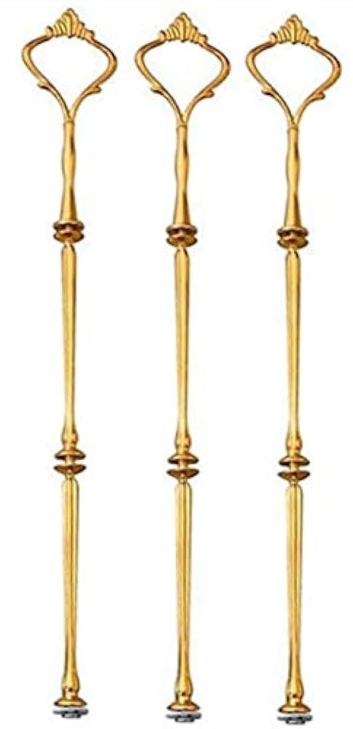 Three Tiers Cake Plate Display Holder, zosenda 3 Sets Cake Stand Handle Gold Finish Metal Fittings for Tea Shop Home Hotel Baby Shower Wedding Party Accessories (Plates Not Included)