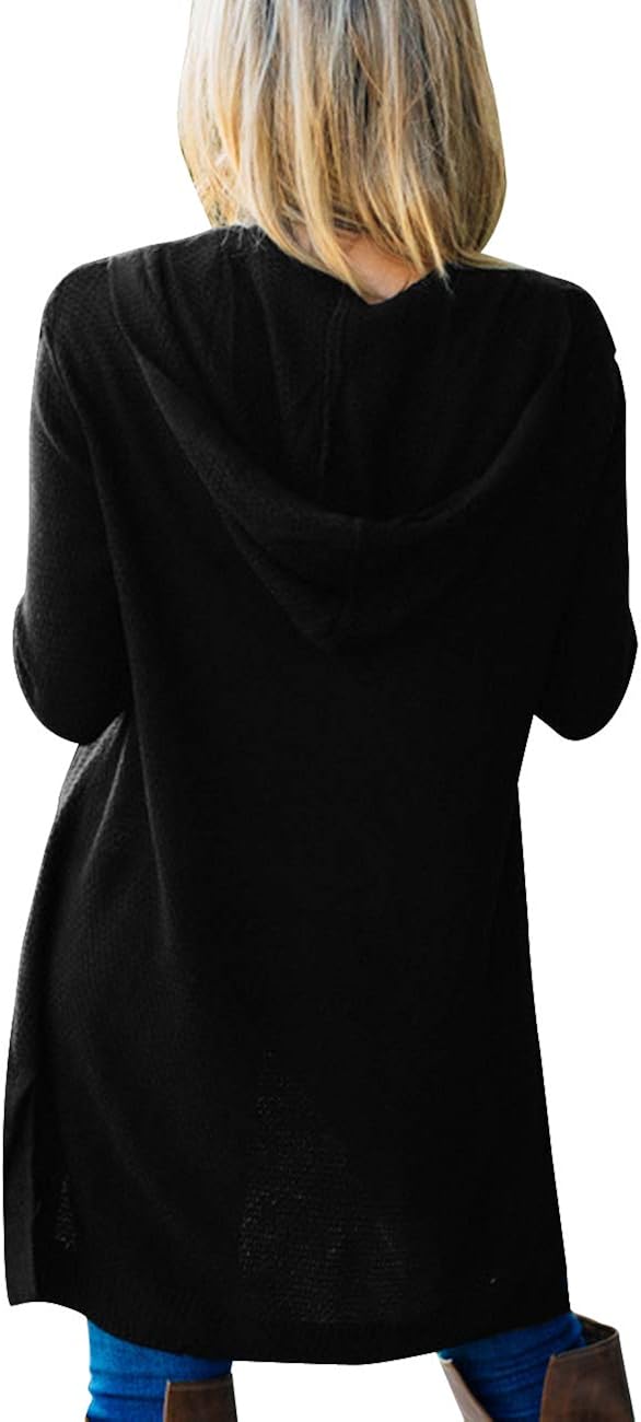 MEROKEETY Women's Long Sleeve Open Front Hoodie Knit Sweater Cardigan with Pockets at  Women’s Clothing store