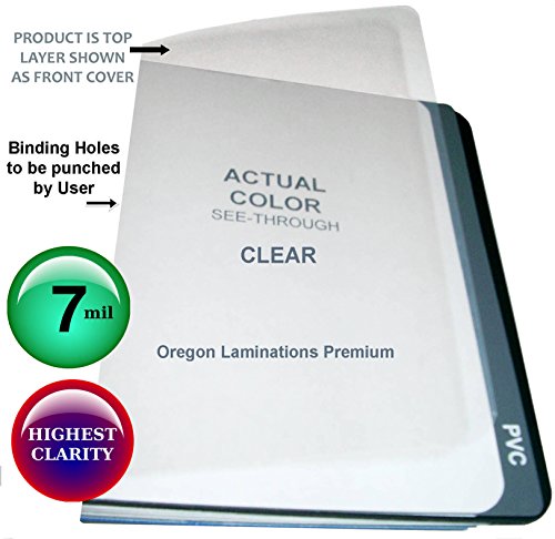 7 Mil Clear Report Binding Covers Plastic Sheets (Pack of 100) 8-3/4 x 11-1/4 with 2 Round Corners