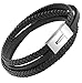 OSTAN Mens Genuine Leather Bracelet Stainless Steel Mens Bracelet Braided Wristband - (8.27)