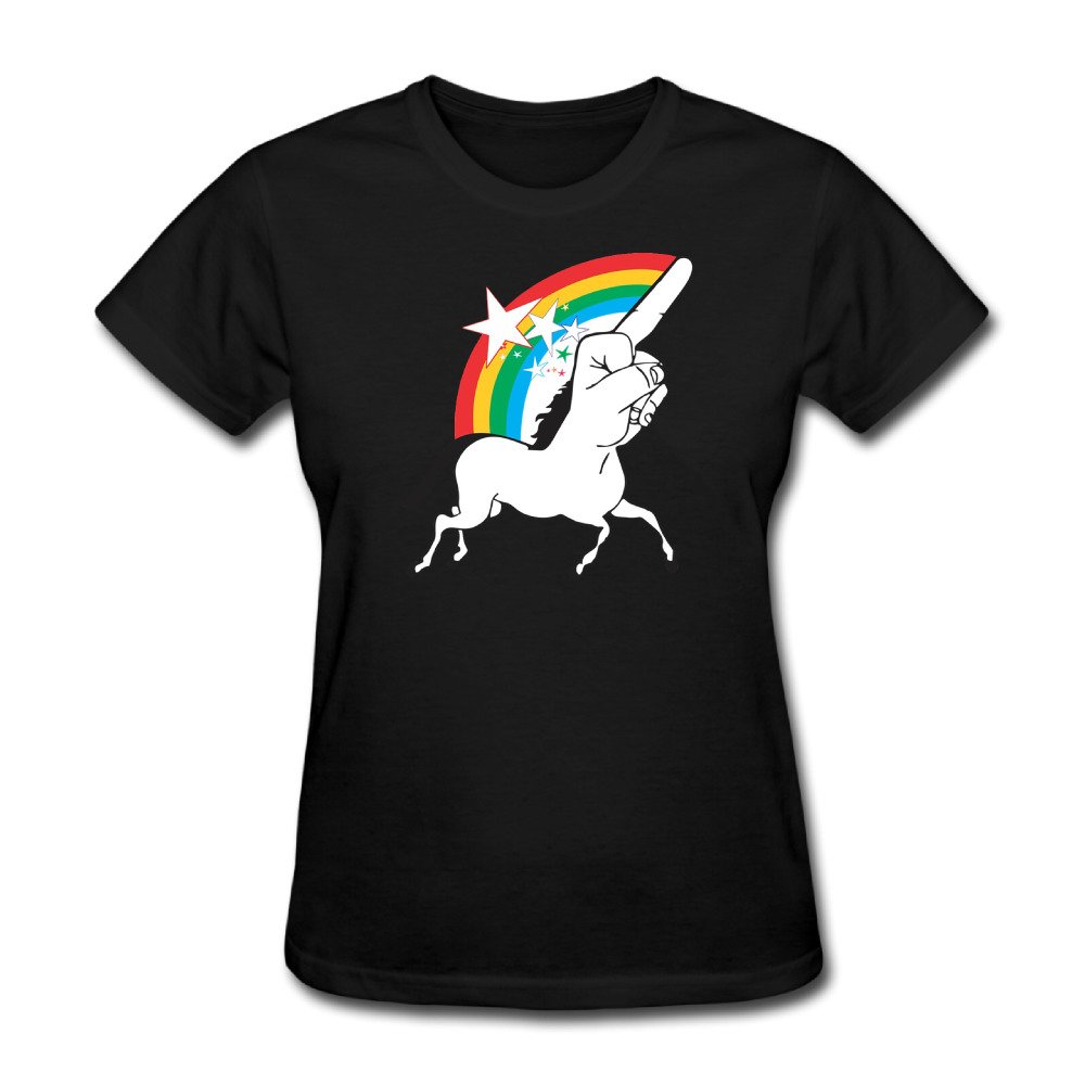 Ladies' Fuck Unicorn Rainbow O-Neck T-shirts