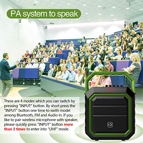 Portable PA System Karaoke Machine Microphone and Speaker System Wireless Bluetooth Microphone Microfono Kids Karaoke Block Rocker for Party Outdoor Live Performance Teaching Green 30W