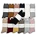 MIRMARU Women’s Everyday 4Pairs Solid Colors Cotton Blend Casual Crew Socks.