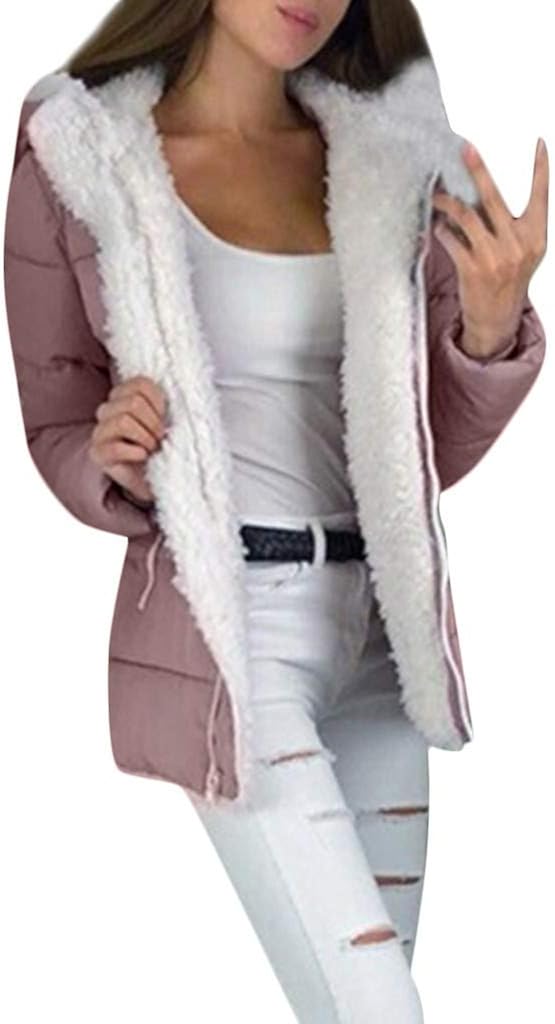 Xinantime Womens Winter Thicken Coats Long Sleeve Warm Jacket Outerwear Zipper Coat Plus Size Warm Tunic