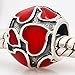 Vintage Love Heart Beads with Red Enamel-925 Sterling Silver Bead Charm Fit DIY Bracelet & Bangle DIY Jewelry (RED