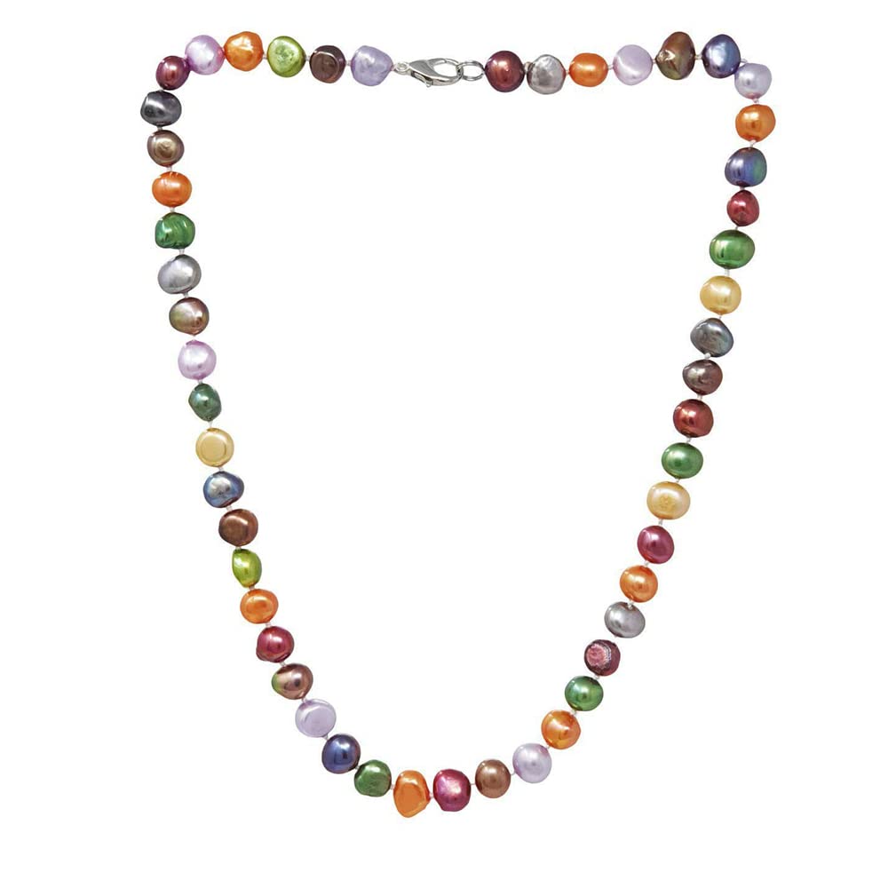 Treasure Bay Elegant Womens Pearl Necklace 8-9mm Baroque Freshwater Pearl Necklace for Ladies Girls Multicolor | Gift for Her Gift for Mum Christmas Birthday Gift (Multicolour)