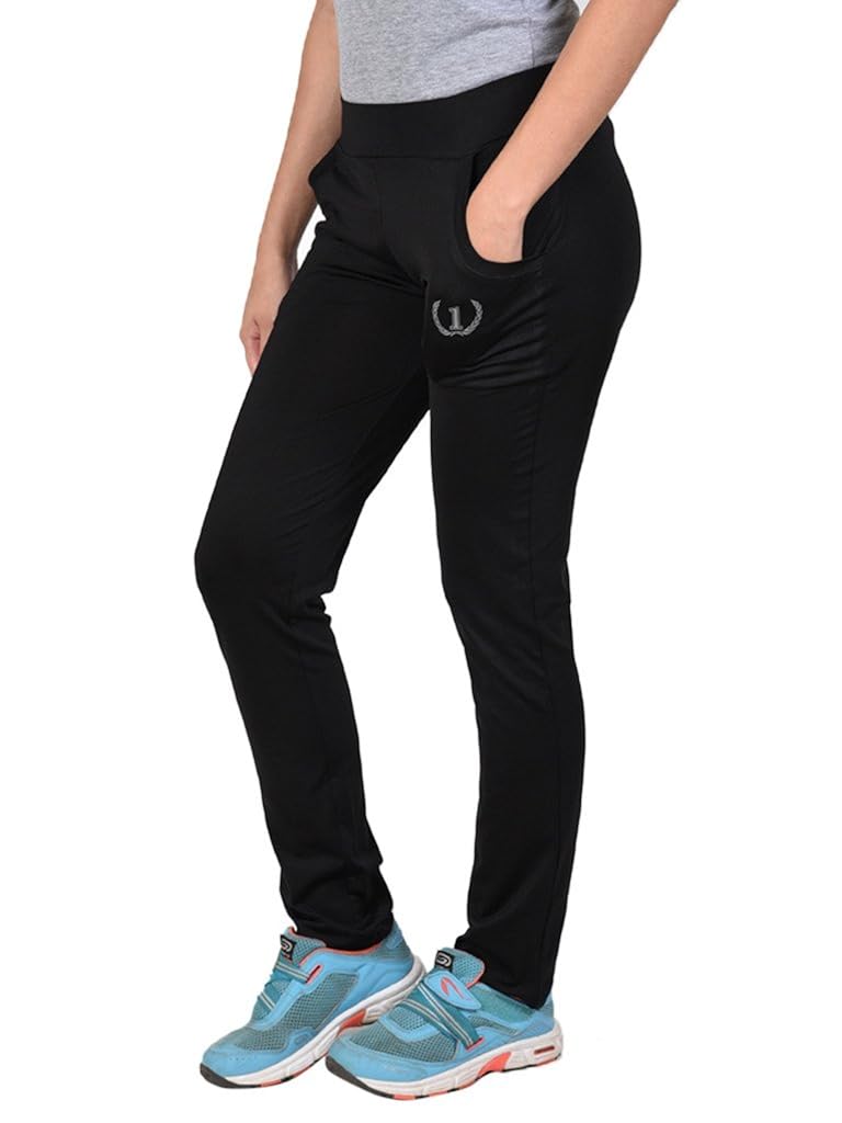 onesport women's polyester spandex jersey black track pants(onsp14bl-p)
