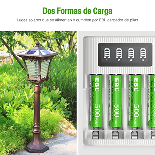 EBL Pilas AAA Recargables Solar de Luces Solares Jardín 1200 Ciclos para Luz Solar Césped, Iluminación de Caminos - 20 Unidades de 1,2V NIMH