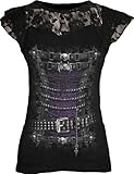 Spiral - Womens - WAISTED CORSET - Lace Layered Cap Sleeve Top Black