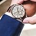 BUREI Men's Elegant Chronograph Watch with Date Display and Brown Leather Strap Business Luxury Sport Rose Gold Quartz Analog Watch for Men