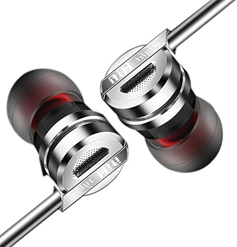 In-Ear Earphones Wired Noise isolating Stereo Headphones Hi-Fi Headsets Super Bass Earbuds with Mic for iPhone iPod iPad MP3 Players Samsung Galaxy Nokia Motorola etc Grey