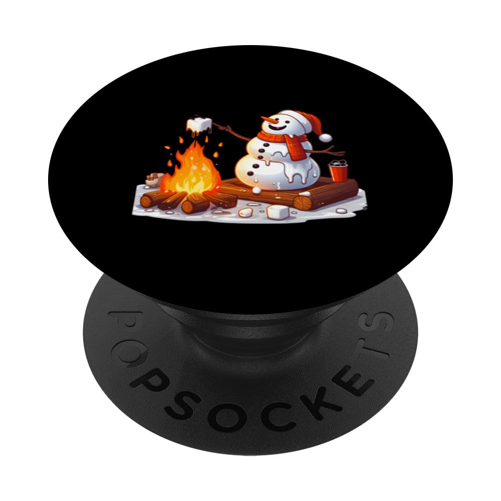 Melting Snowman Grilling Marshmallows PopSockets Swappable PopGrip
