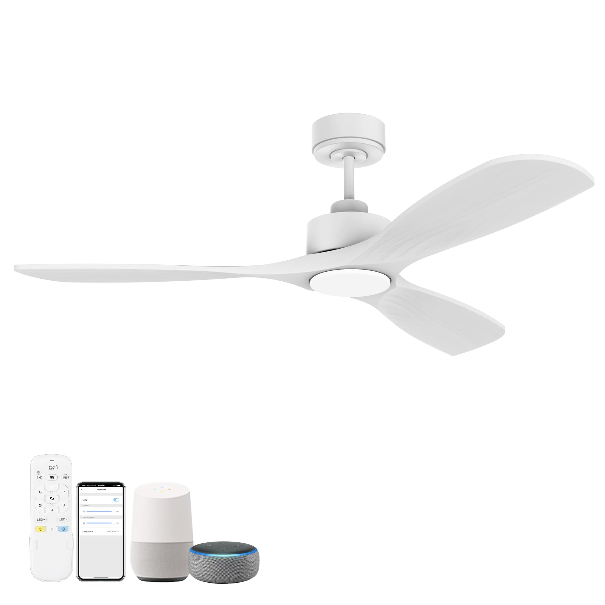 Hoenofly 52” Wood Smart Ceiling Fans with Lights